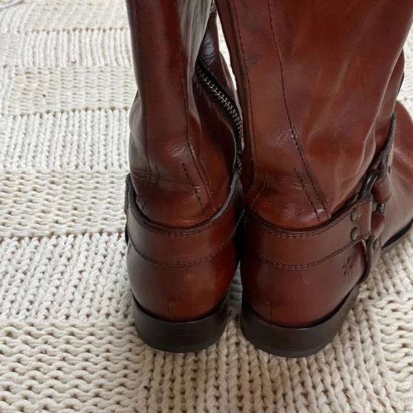 Frye Melissa Harness Extended Leather Calf Tall Riding Boots Brown Size 9.5B - Picture 9 of 11